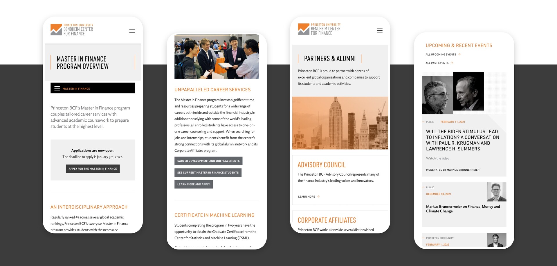 Bendheim Center for Finance at Princeton Mobile Website Design