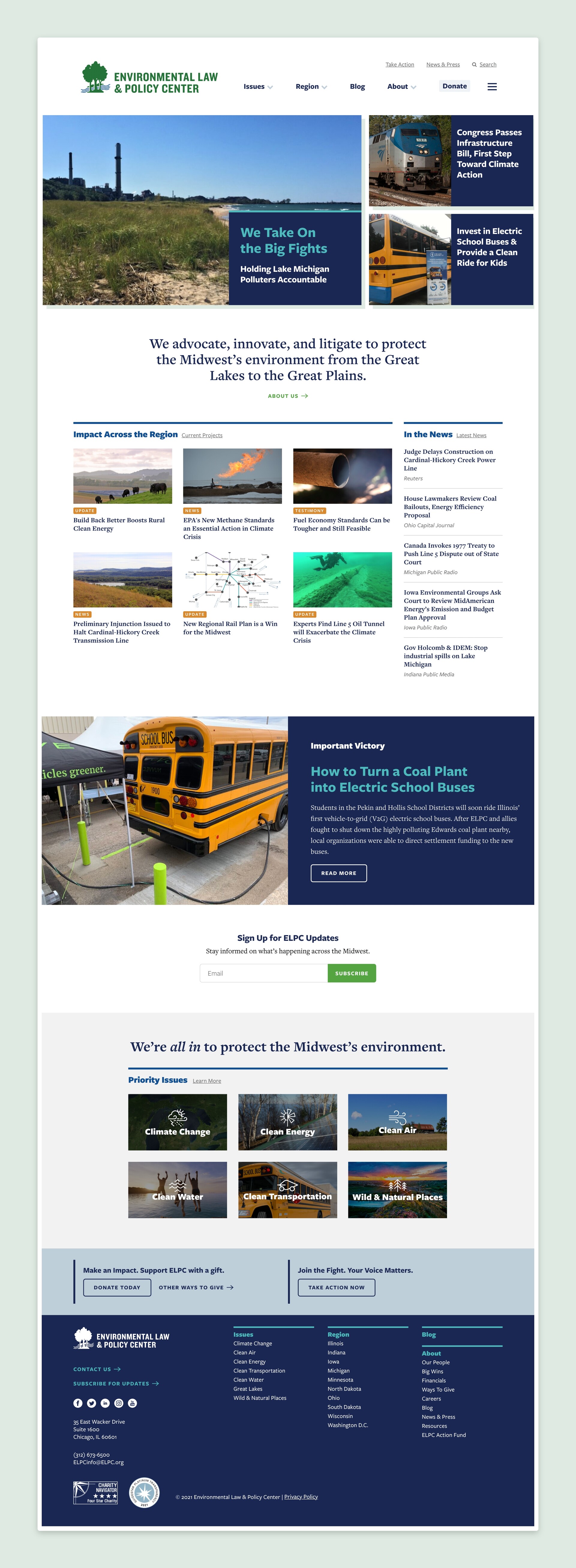 Environmental Law and Policy Center Website Design Full-Page