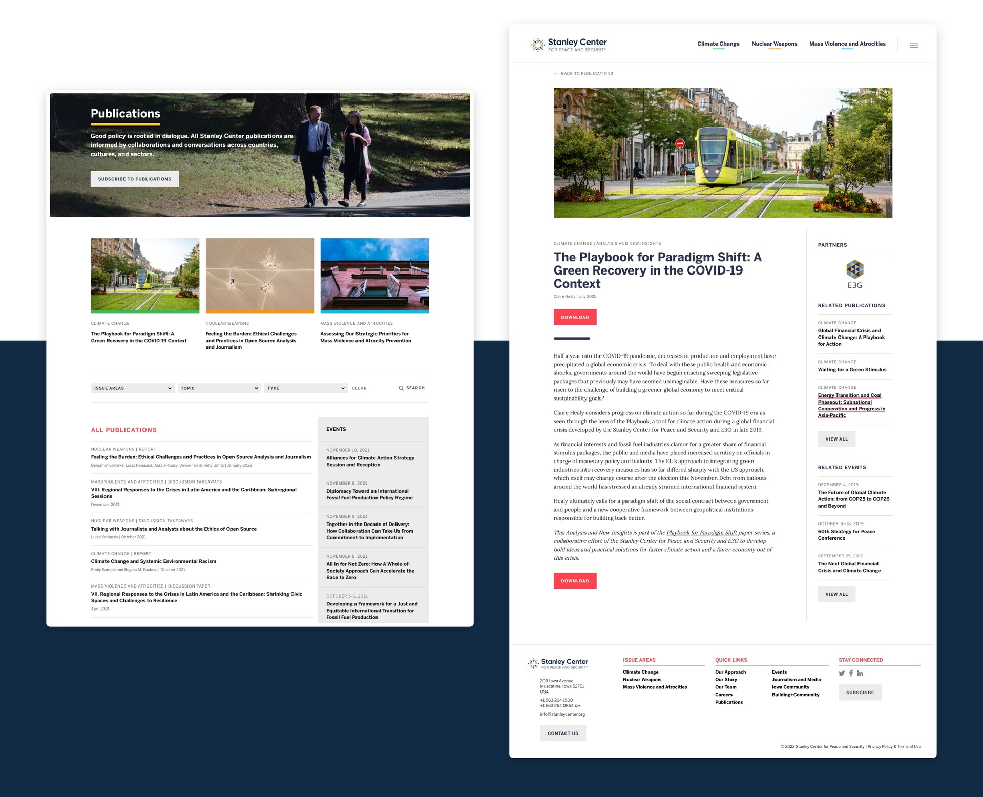 Stanley Center Website Design Two-Page