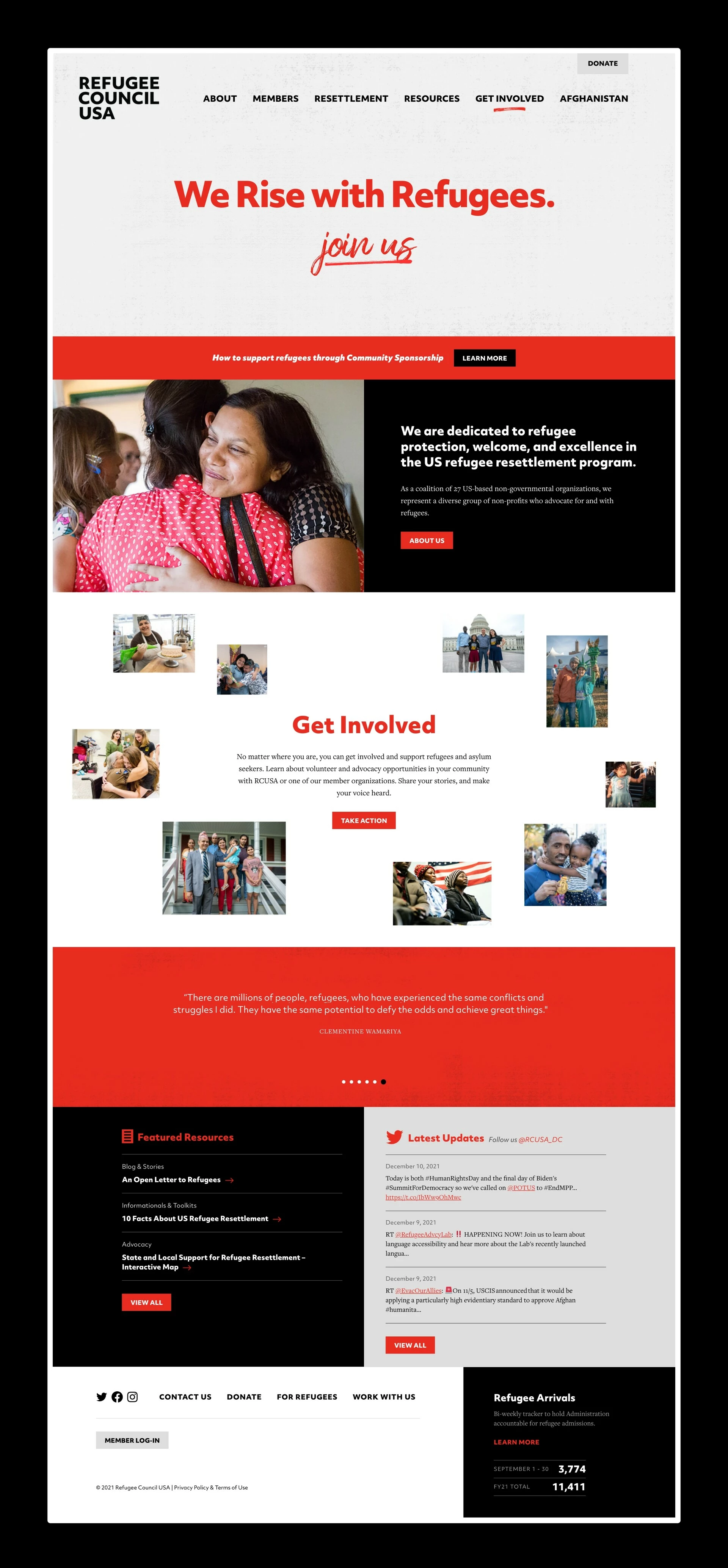 Refugee Council USA Website Design Full-Page