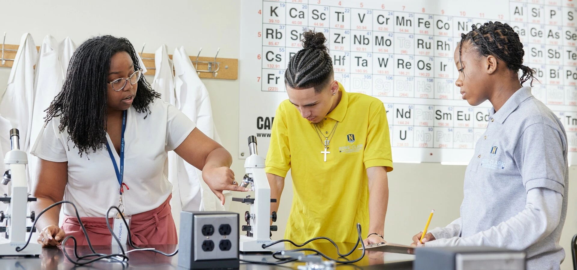 Students and educator in a science classroom