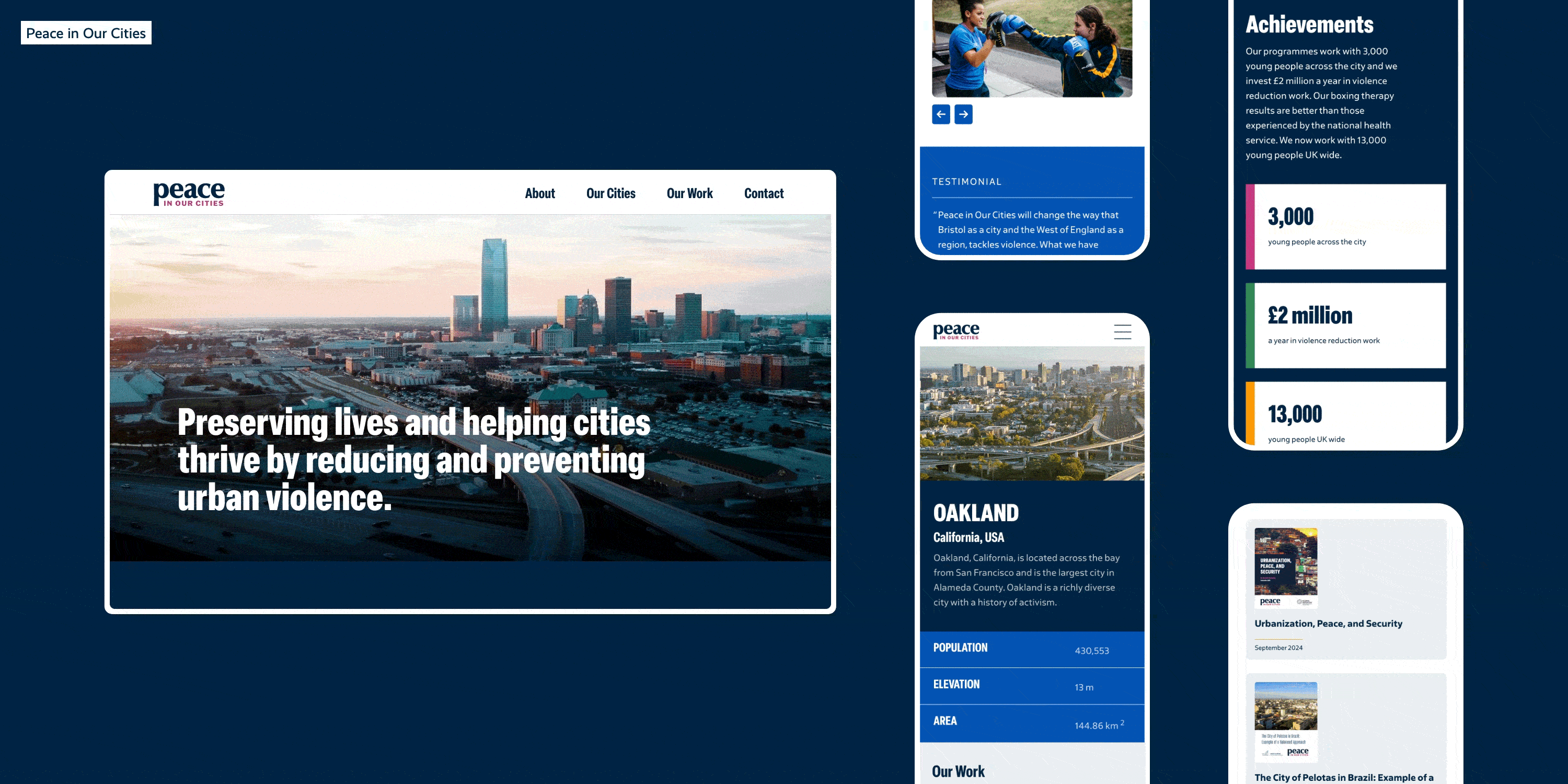 Peace in Our Cities Web Mockup