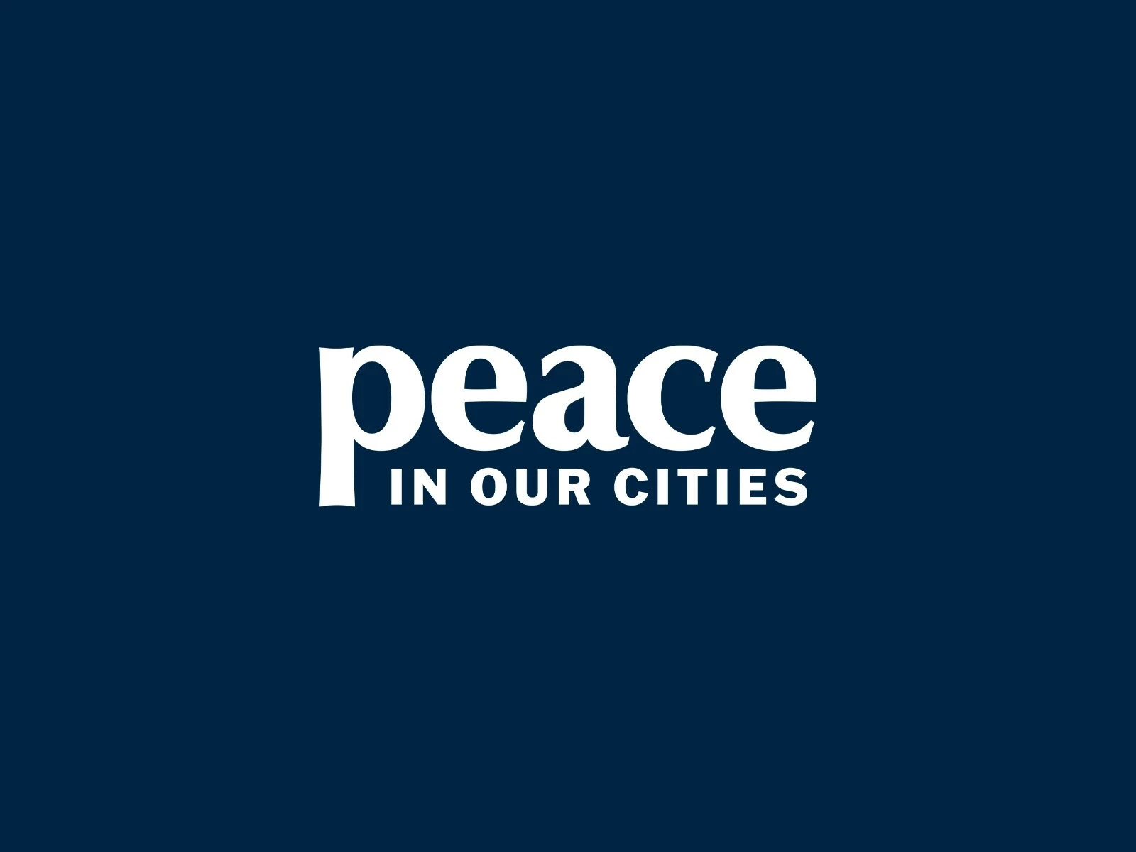 Peace in Our Cities white logo